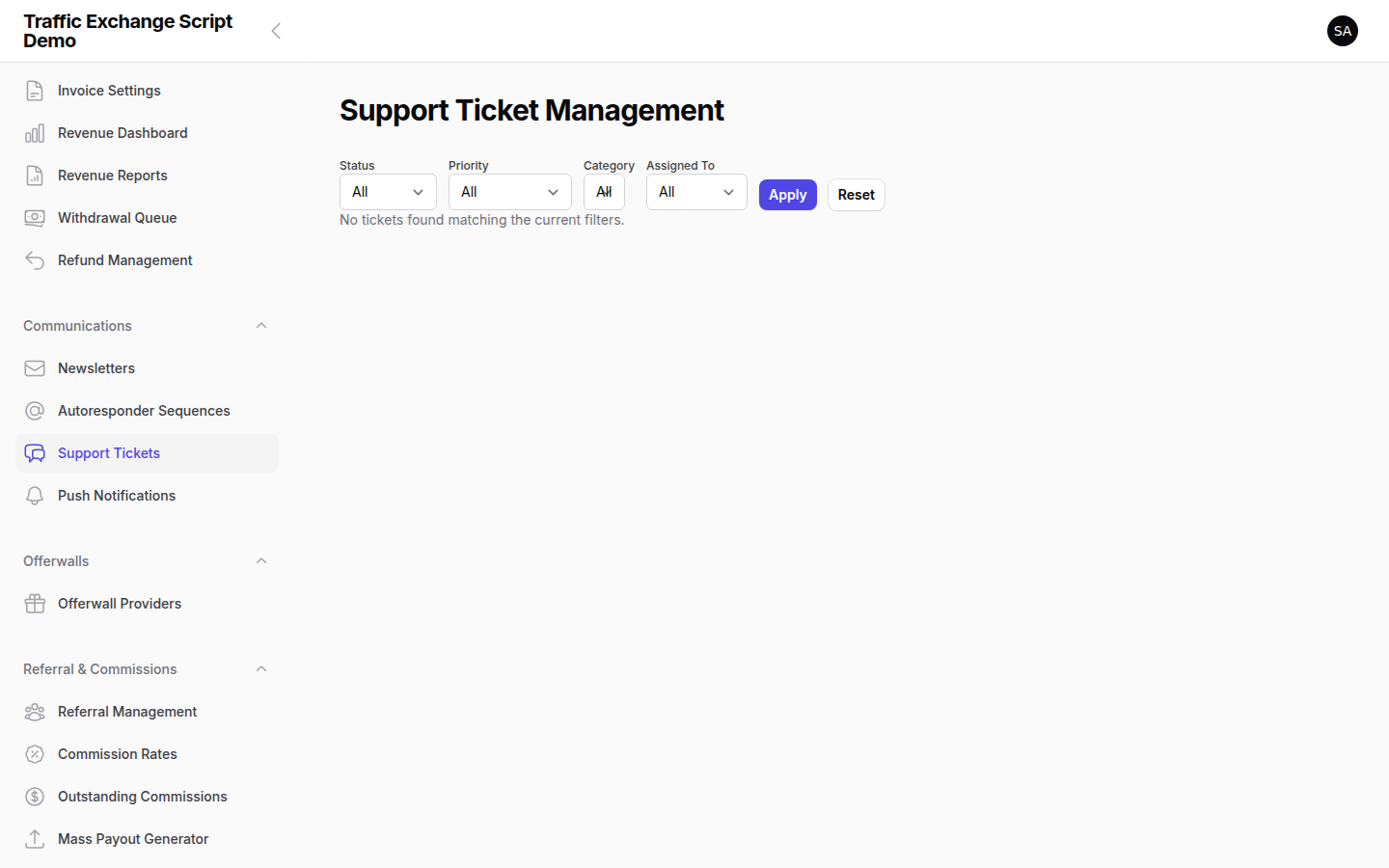 Traffic Exchange Script support ticket management — member support requests and admin responses